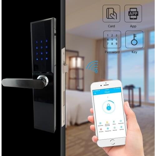 7255 Euro Mortise Hotel Lock Wifi Bluetooth RFID Card Digital Code Electronic Smart Door Lock