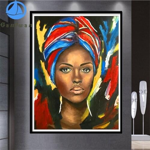 Diamond Embroidery Portrait Full Square Diamond Painting African Woman Cross Stitch Mosaic Rhinestone Beaded Handmade Gift decor