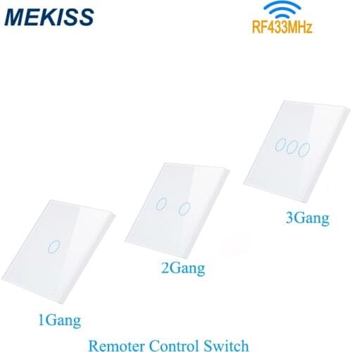 RF433 wireless remote control Paste and install on the wall Effective distance 20 meters Connect RF touch switch Use
