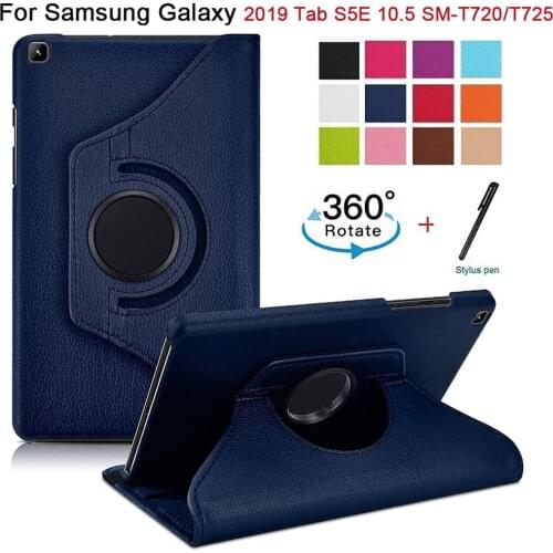 For 2019 Samsung Galaxy Tab S5E 10.5" SM-T720/T725 Tablet Cover 360 Rotating Bracket Flip Leather Cover with Auto Wake/Sleep+Pen