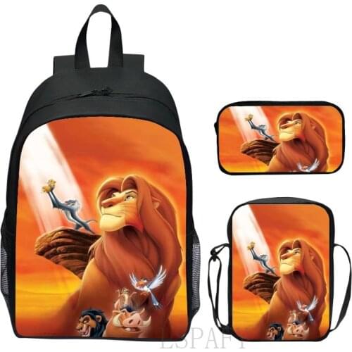 Disney Mochilas Children Backpack The Lion King School Book Bags Simba Print Cartoon Backpack Kids Girls Boys Bagpack Sets