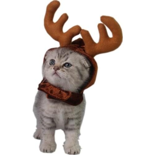 Hot Pet Cat Dog Cap Hat for Puppy Teddy Animal Shapeshift Christmas Reindeer Costume Elk Antler Reindeer Costume Warms House