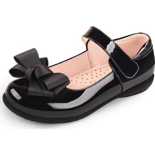 New Spring/Autumn Bowtie Leather Shoes Girls Princess Breathable Soft bottom Children Dance Shoes Kids Baby Toddler 02B