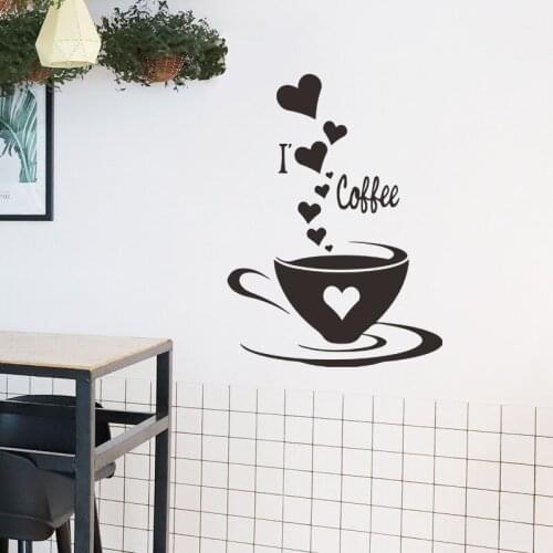 Creative coffee cup Wall sticker living room bedroom home decoration wallpaper restaurant removable mural Cafe decor stickers