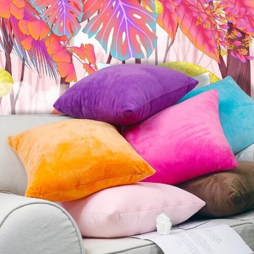 Square Pillow Case Velvet Sofa Cushion Cover Solid Color Home Car Pillowcase Beddings Sham Cover Case