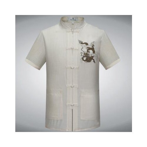 Summer Middle-aged Tang suit men Buckle blazer masculino Embroidered dragon masculina coats mens flax jacket Chinese style