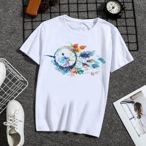 Fashion Beautiful pendan T Shirt Women Lovely Print Short Sleeved O-neck T-shirt white Tops casual short Camisetas Mujer_T-Shirt