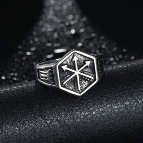 Mens Punk Titanium steel Arrow Design Band Ring Punk 316L Stainless Steel sword Rings