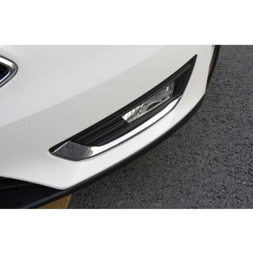 2PCS Car styling ABS Chrome Front fog Decorative Light Sticker Cover Case stickers For Ford Focus 2015 2016 2017 accessories