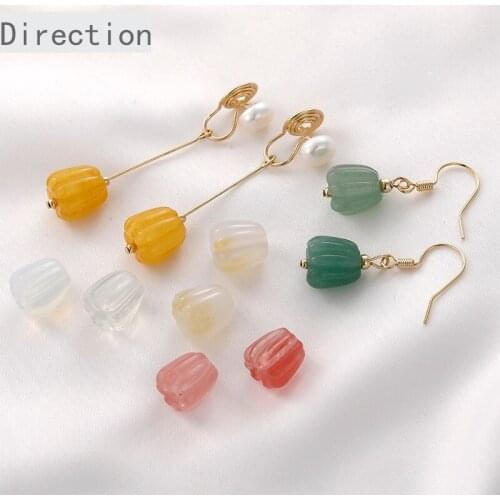 Natural stone pumpkin beads straight holes scattered separated beads DIY bracelets earrings hair sticks beads and accessories