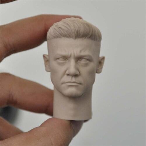 Unpainted 1/6 Scale Jeremy Renner Head Sculpt Model For Action Figure Doll Soldier Accessories Painting Exercise No.204