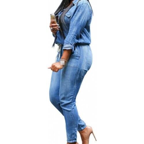 New Fashion Women Denim Jumpsuits Jean Hot Sale Slim Fit Stretchy Roupas Feminina Pantalon Femme Female Bodysuits Large Size 3XL