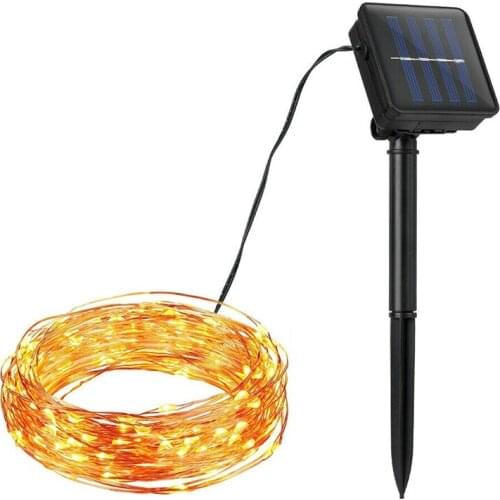 New 100LED Solar Copper String Lights Strip Lights with Lawn Lights Garden Christmas Lights Eight Functions Outdoor Activity
