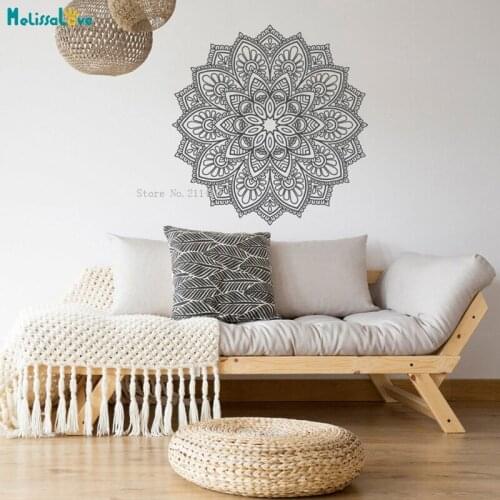 New Exquisite Mandala Decals For Wall Flower Mandala Unique Bohemian Bedroom Living Room Yoga Décor Vinyl YT5007