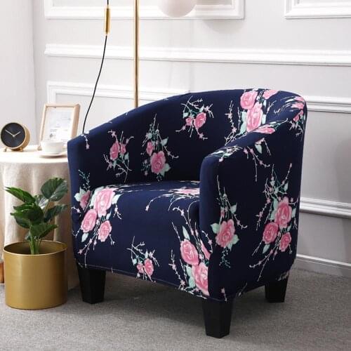 Printed Elastic Coffee Tub Armchair Sofa Cover Protector Washable Furniture Slipcover Club Chair Cover Hotel Tub Chairs Covers