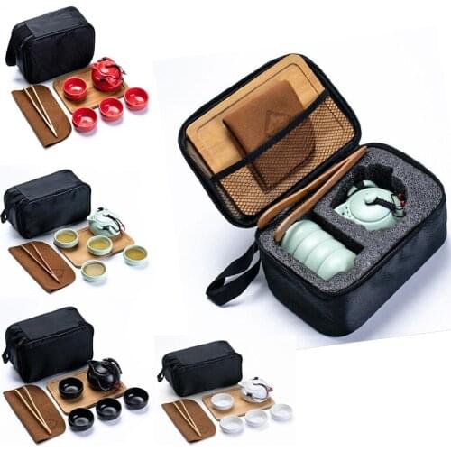 Customize Chinese Kung Fu Tea Set Ceramic Portable Teapot Set Outdoor Travel Gaiwan Tea Cups of Tea Ceremony Teacup Fine Gift