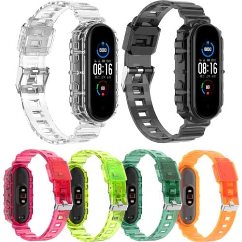 For Xiaomi Mi Band 6 5 4 3 Strap Transparent Silicone Wrist Strap for Xiaomi Miband 3 4 Mi Band 5 6 Replace Sport TPU Bracelet