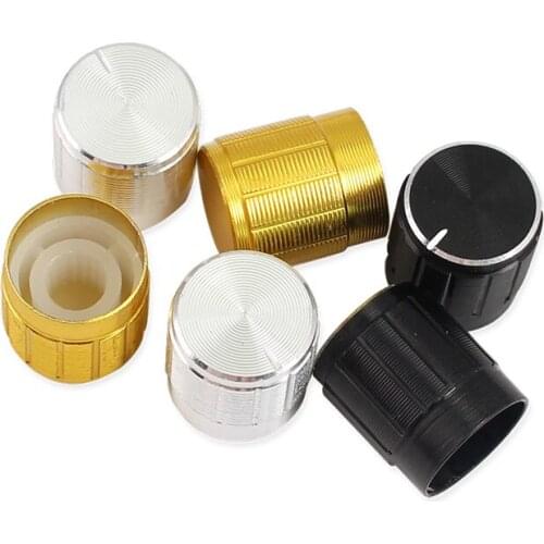 WH148 potentiometer knob 15x17mm Encoder audio button switch cap, Aluminum Metal Knobs Kit Gold Silver Black Knurled Shaft 6mm