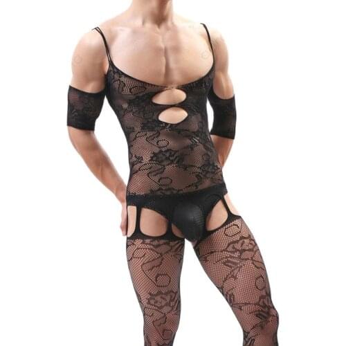 Adult Man Sexy Male Hot Bodystocking Sexuality Nylon Fetish Hormones Mature Man Cross Dressing Black Bodysuit Lingerie Outfit