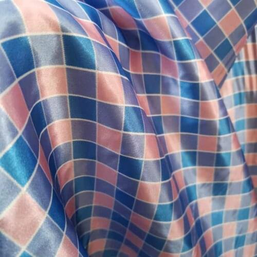 Check Satin Fabric Glossy Decoration Lining Scarf Ribbon Tilda Floral Soft Poly Charmeuse