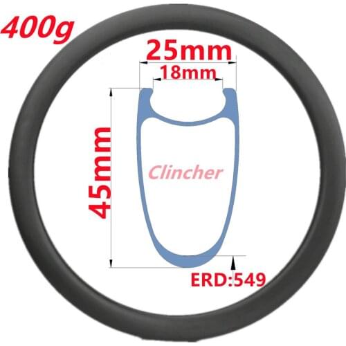 Clincher Carbon Rim 25mm Wide 45mm Depth Road Bike Carbon Rim Factory Sell Road Bike Carbon Rims Cheap Light Road Bike Rims