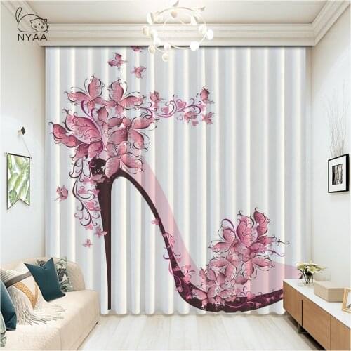 High Pink Heels Curtain Flower Modern Japanese Curtains In The Floor European And American Style Curtains Orange Micro Shading