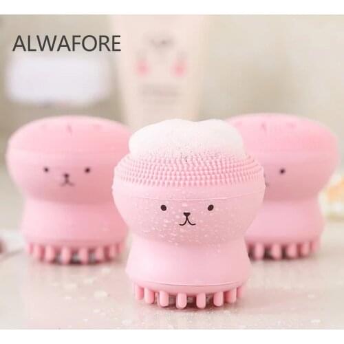 Alwafore Silicone Face Cleansing Brush Octopus Shape Facial Cleanser Exfoliator Blackhead Remover Face Scrub Washing Brush