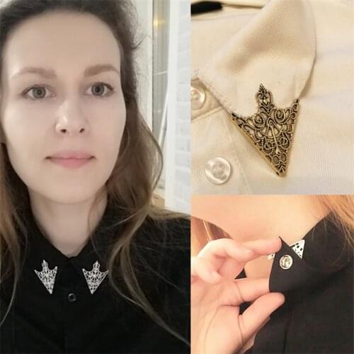 Triangle Shirt Collar Pin for Men and Women Geometric Hollowed Out Brooch Pins Corner Emblem Jewelry Accessories
