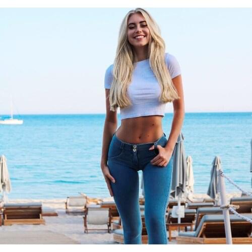 Melody Stretch Jeans Mujer Push Up Jean Slim Stretch Women Denim Pants Mid Waist Women Summer Pants 2021