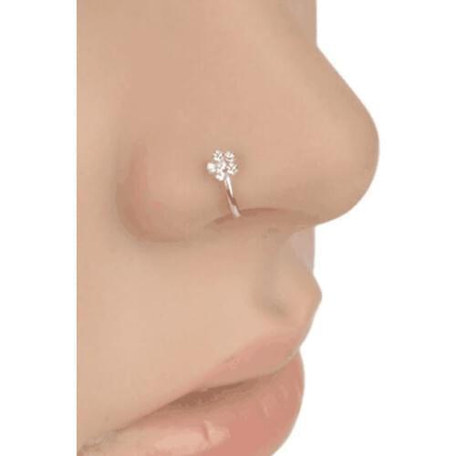 1PC Fashion Colorful Nostril Stainless Nose Hoop Plum Nose Rings Clip On Nose Ring Fake Piercing Body Jewelry For Women
