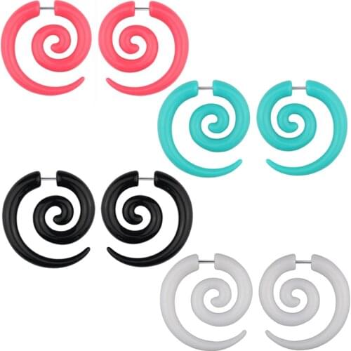 2pcs Acrylic Fake Cheater Stretcher Plugs Tunnel Faux Ear Taper Gauges Spiral Stud Earrings Piercing Expander Body Jewelry 16G