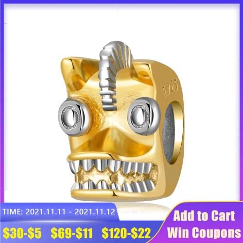 AGATA New 925 Silver Charms Sanxingdui Site Dog Leash Mask Gold Beads for Bracelet Making Original Hight Quality Jewelry