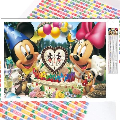 Diamond Painting Disney Cartoon Mickey Mouse and Minnie Full Drill Cross Stitch Wall Stickers Art 5D DIY Mosaic Home Decor Gifts