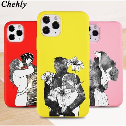 Chehly Phone Case for IPhone 6s 7 8 11 Plus Pro X XS MAX XR SE Sweet Lovers Cases Soft Silicone Fitted TPU Back Accessorie Cover