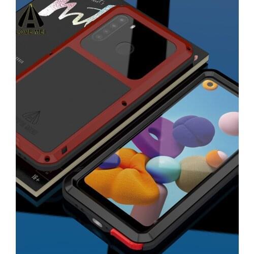 For Samsung A21 US Version Case LOVE MEI Shock Dirt Proof Water Resistant Metal Armor Cover Phone Case for Galaxy A21 US Version