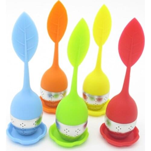 Stainless Steel Tea Infuser Teaspoon Silicone Loose Leaf Herb teaStrainer Filter Diffuser Ball