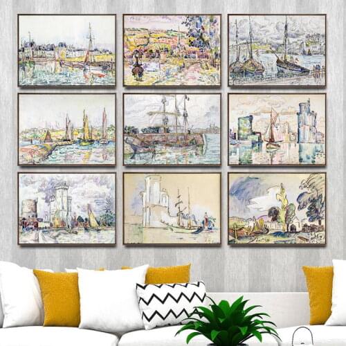 Home Decoration Art Wall Pictures Fro Living Room Poster Print Canvas Paintings French Paul Signac Sailboat