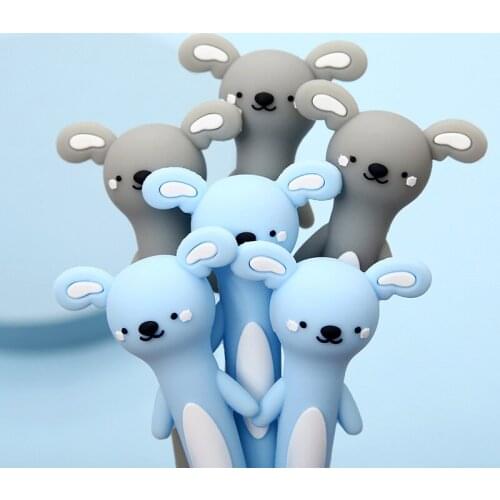 24pcs Creative Cute Kawaii Silica Gel Pens Sloth Funny Stationery Writing Ballpoint Rollerball School Stuff Thing Black Blue Ink