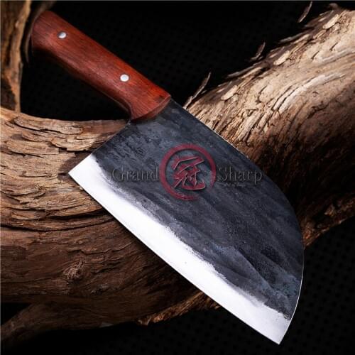6.9'' Handmade Forged Chef Knife Clad Steel Forged Chinese Cleaver Professional Kitchen Chef Knives Vegetable Meat Cutting Tools