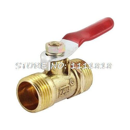 Male to Male 3/8" PT Threaded Red Plastic Coated Lever Handle Brass Ball Valve