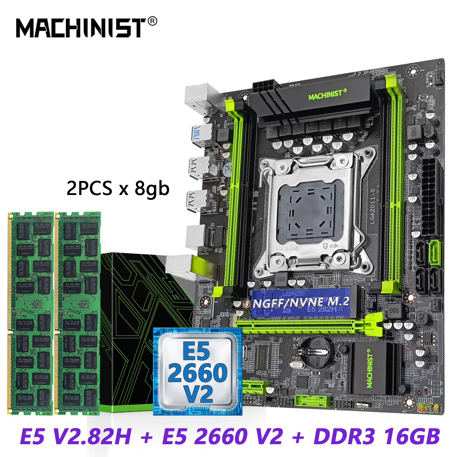 Machinist X79 Motherboard set kit LGA 2011 CPU With Intel Xeon E5 2689 Processor and 2Pcs*4G= 8GB DDR3 Memory ram X79 V2.82H