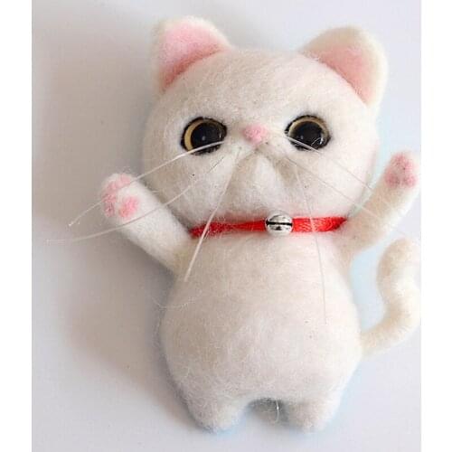 Needle Felting Kits Mini Cute Cat Merino for Beginners, Felting Mat, Felting Needles, Finger Guards, Instructions, DIY Craft (D)