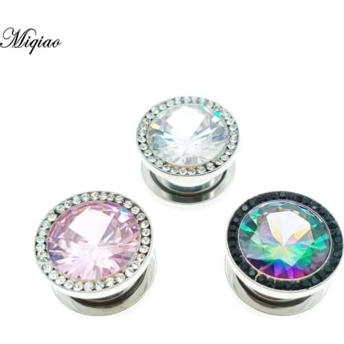 Miqiao 2pcs Stainless Steel 6-16mm Ear Gauge Plug Tunnels Flesh Skull Ear Strecher Expander Saddle Piercing Jewelery