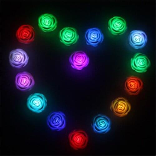 Hot Sale 1 Piece Creative Rose Flower Shaped LED Light Night Changing 7 Colors Romantic Candle Light Lamp Drop Shipping