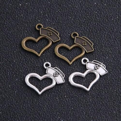 16pcs 20*22mm Two Color Metal Zinc Alloy Herat Love Charms Fit Jewelry Pendant Charms Makings
