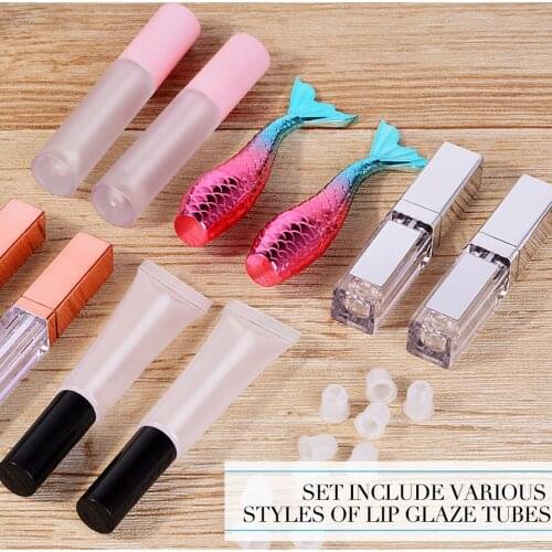 20Styles Empty Lip Gloss Tubes DIY Lip Gloss Container Transprent Refillable Bottles Empty Lipgloss Tubes Bottle For DIY Lipglos