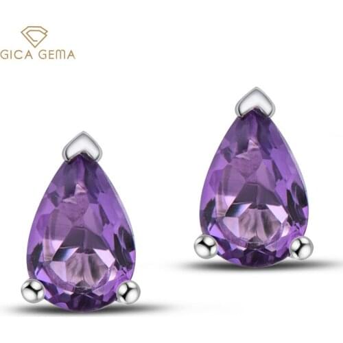 GICA GEMA 100% 925 Sterling Silver Natural Topaz Earrings/Amethyst/Topaz Earrings 4*6mm Earrings Jewelry Gifts Wholesale