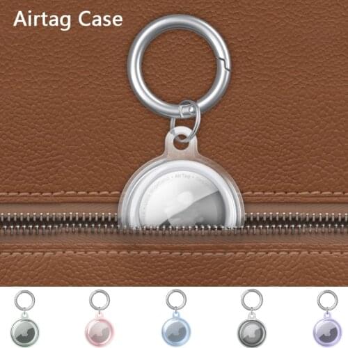 Silicone for Airtag case Protective Cover With Keychain Airtags Silicone Protective Case Metal Ring Buckle Soft Plastic Shell