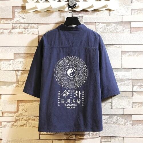 Kung Fu Traditional Chinese Clothing For Men Vintage Cardigan Casual Streetwear Tops New Year Chinese T Shirt Streetwear 10613