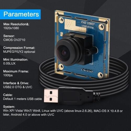 Webcam 1080P Wide Angle USB Camera Ominivison OV2710 38*38mm Mini Webcam Camera Module for Windows Linux Android Mac